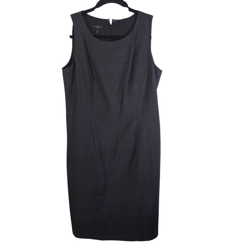 Talbots Gray Sheath Dress Sleeveless Career Office Size 8P Classic